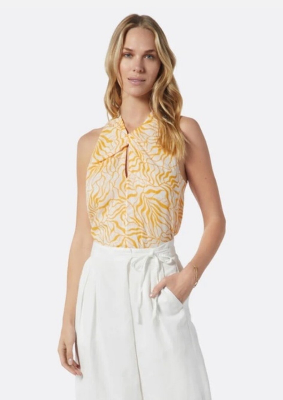 Joie Yellow Abstract Twist-Neck Sleeveless Camisole